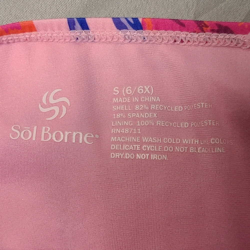 Sol Borne Swim Bikini Bottom Girls Size 6/6X Pink Purple Floral‎ Tropical Briefs